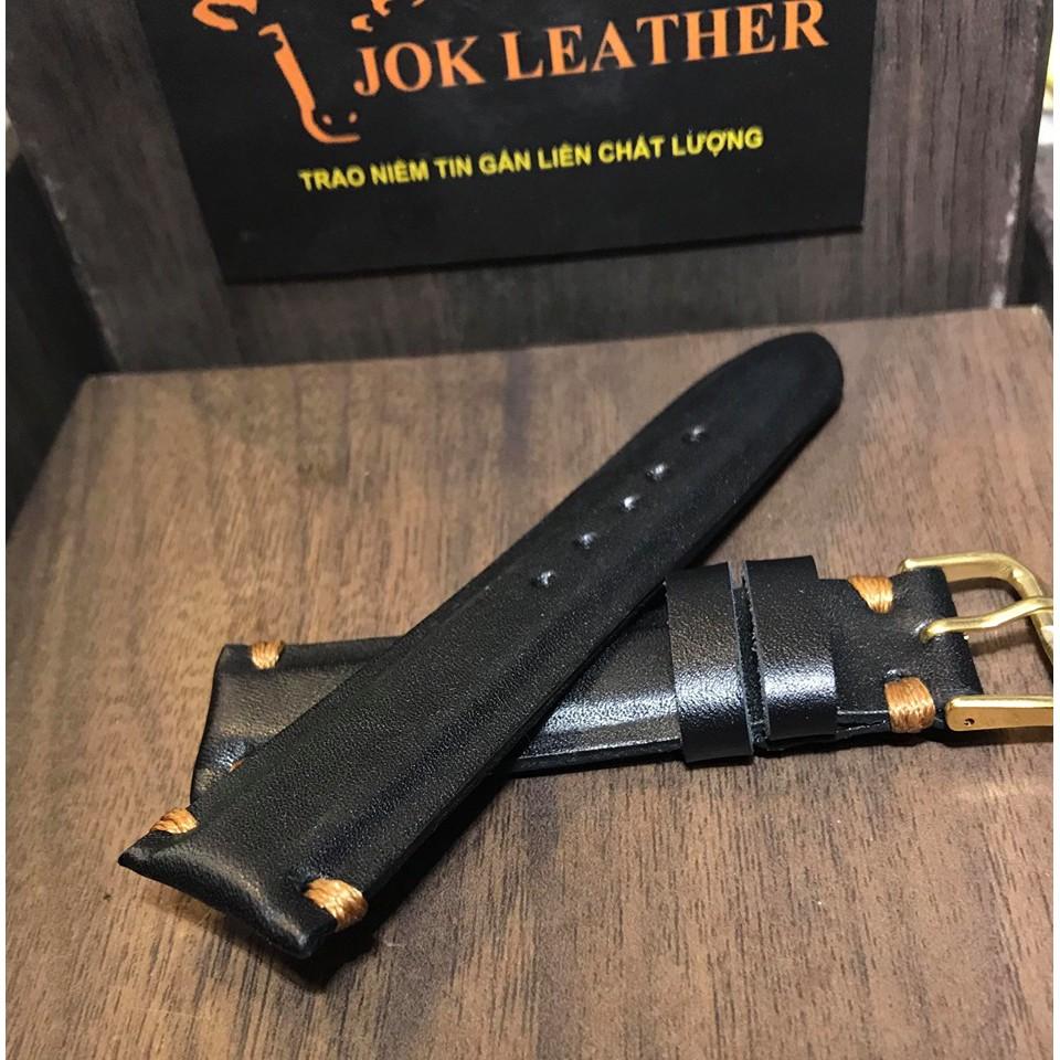Dây Da Đồng Hồ DA Bò May Tay Jok Leather màu đen