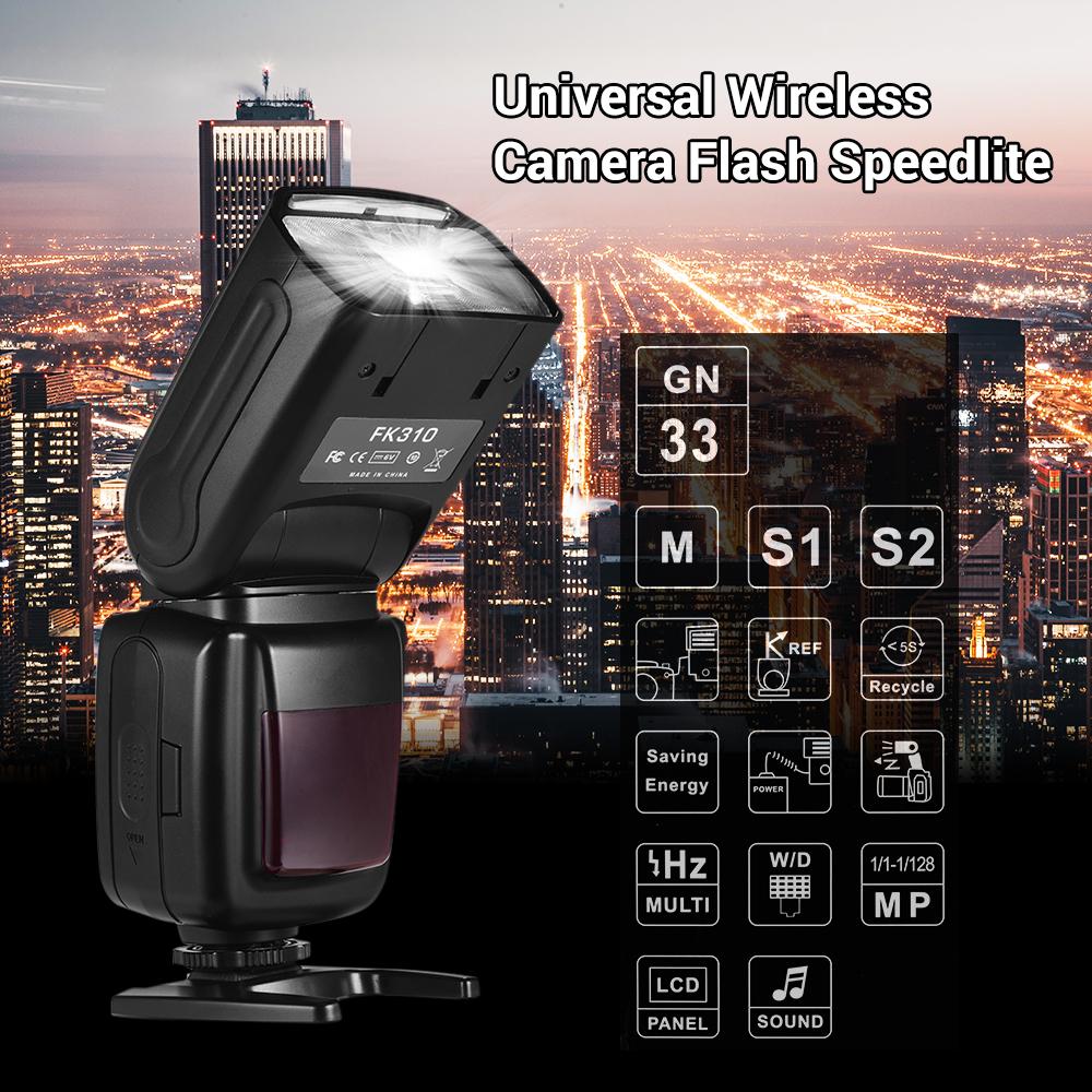 Universal Wireless Camera Flash Light Speedlite GN33 LCD Display for DSLR Cameras