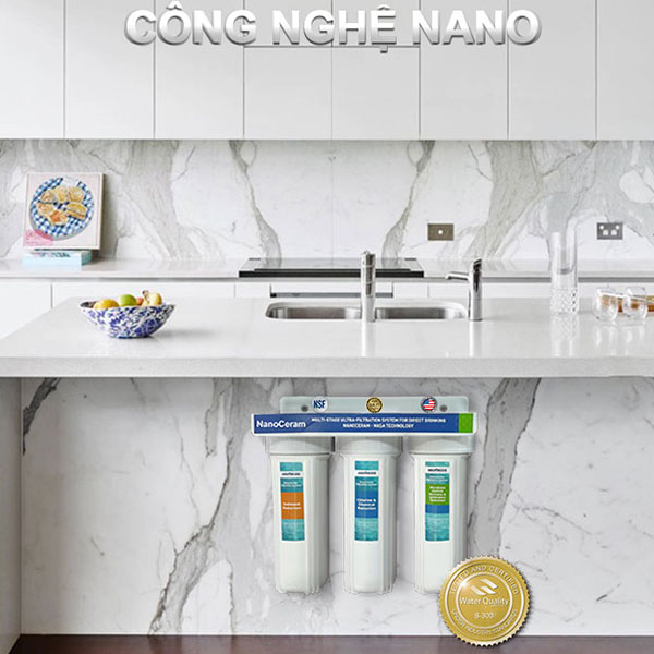 Máy Lọc Nước Nhập Khẩu Chính Hãng Nano Ceram 10 in 3 Lõi