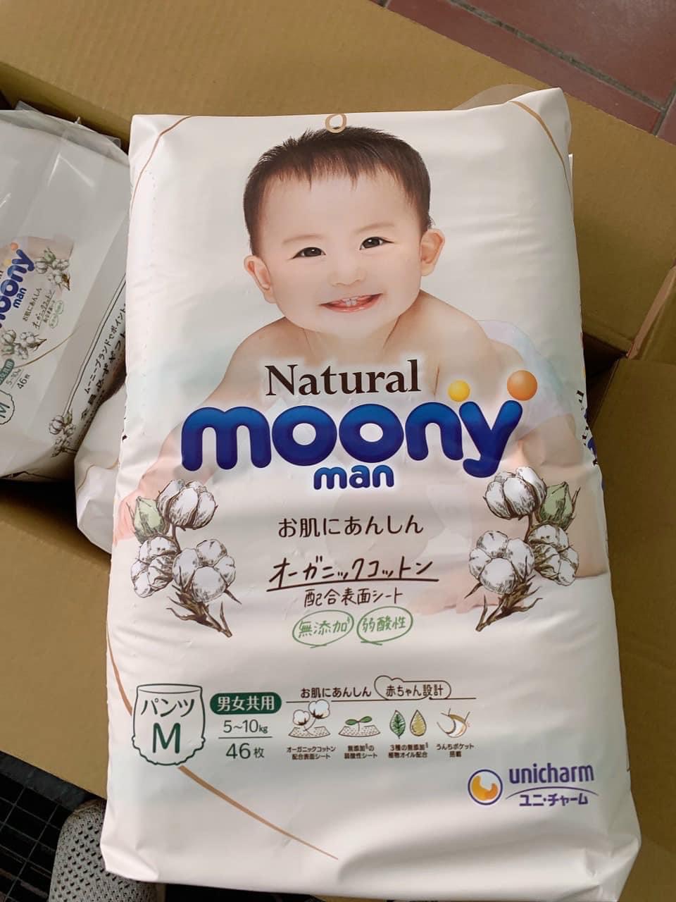 Moony Natural Nội Địa Nhật Bỉm Siêu Mỏng Siêu Thấm Hút Size Dán/Quần NB63/S58/M48/L36/XL32