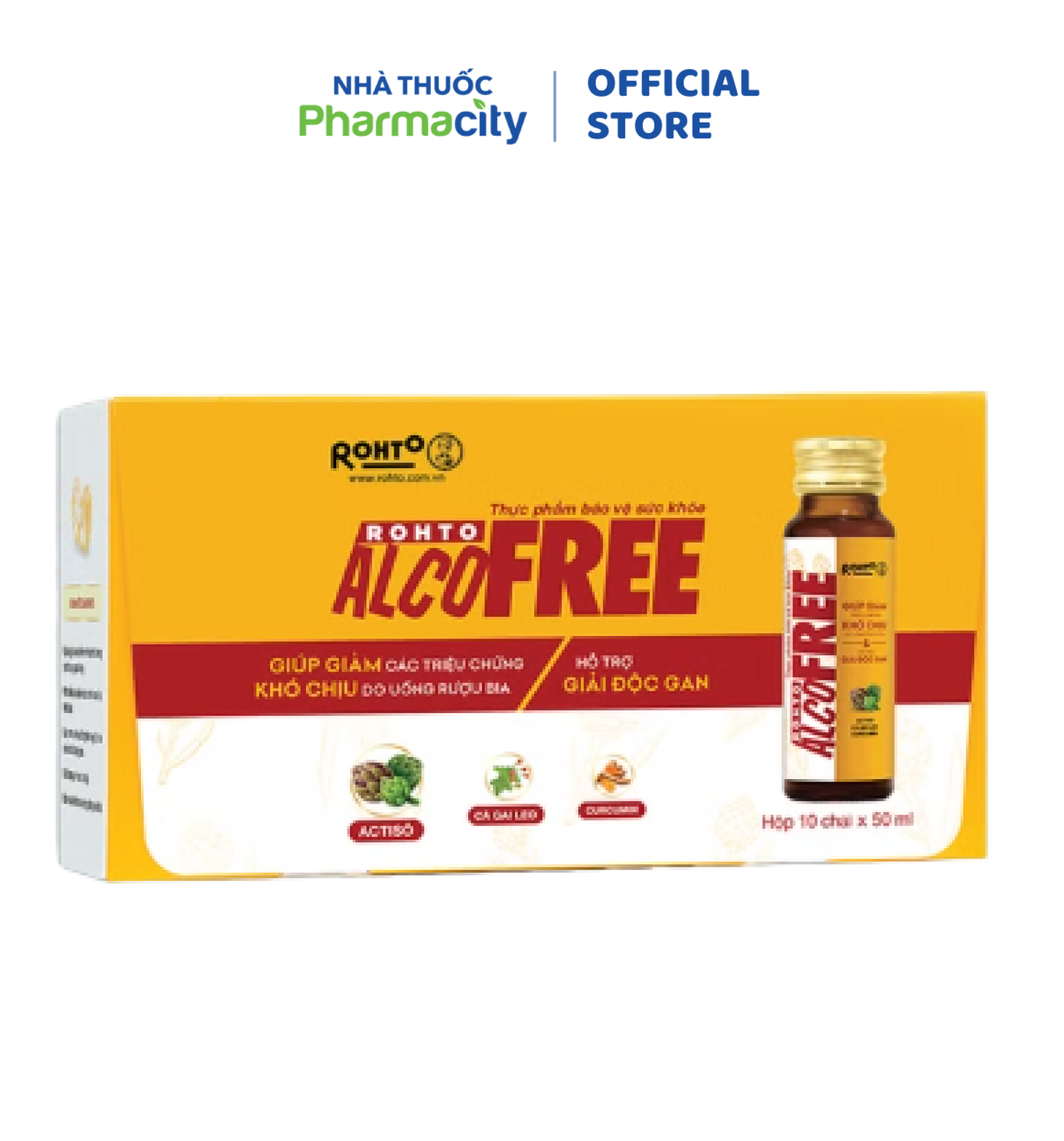 Nước uống Rohto Alcofree Giải rượu, mát gan (Hộp 10 chai x 50ml)