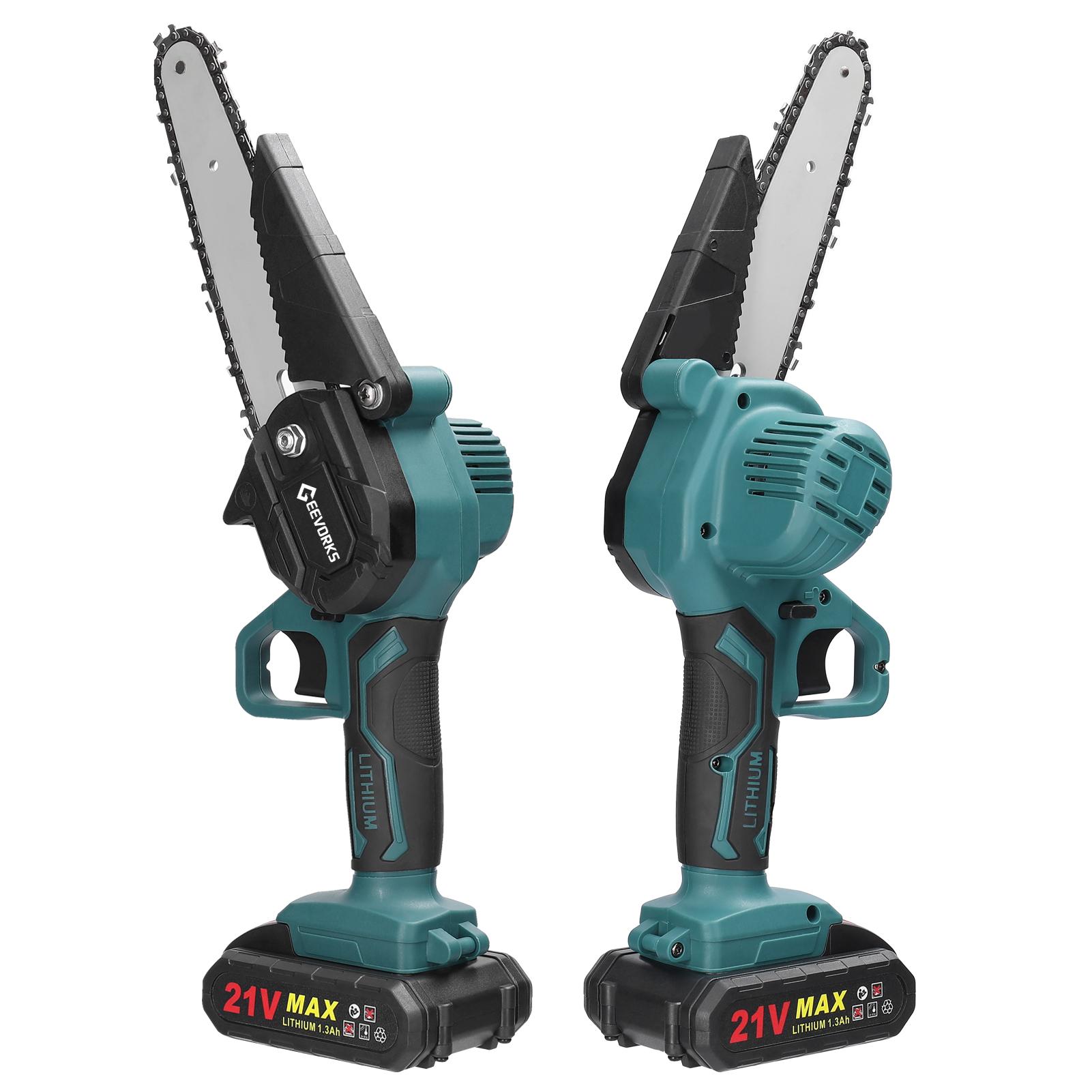 21V 6inch Portable Electric Pruning Saws Rechargeable Small Wood Spliting Chainsaw One-handed Woodworking Tool for Garden Orchard Branch Clip