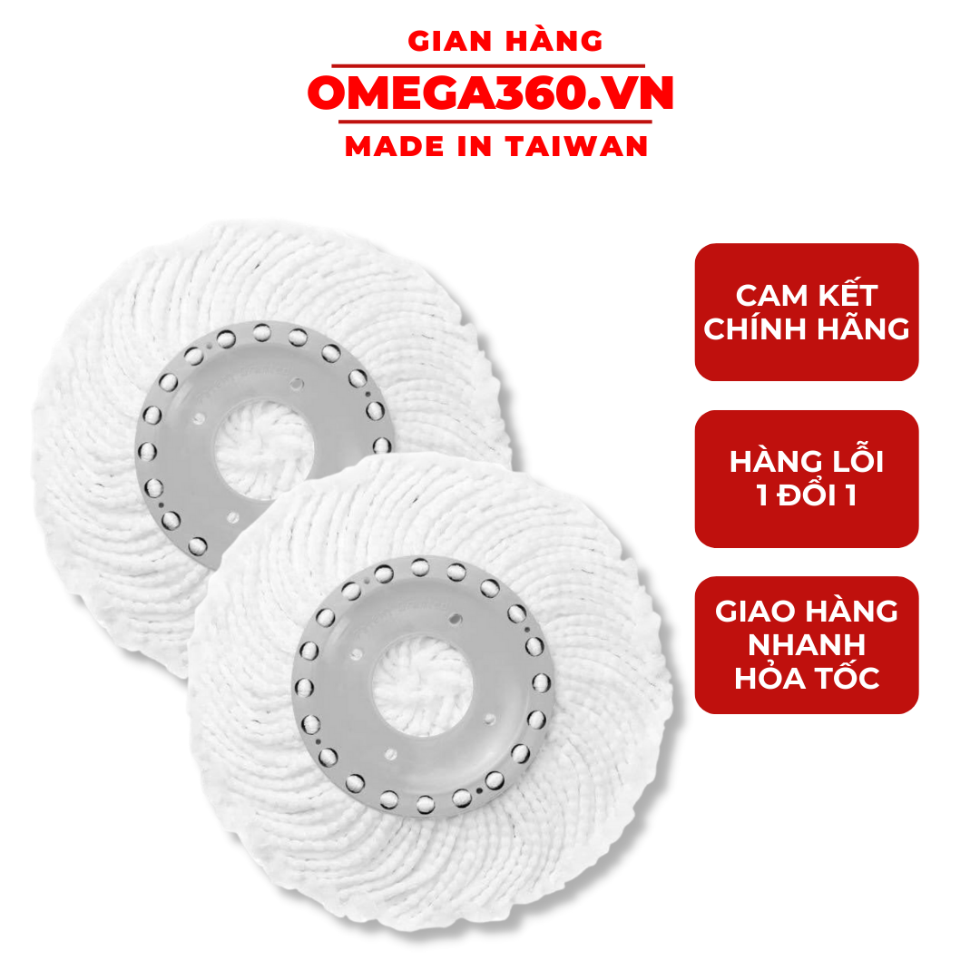 2 BÔNG LAU NHÀ 360 OMEGA SUPA MOP ĐÀI LOAN