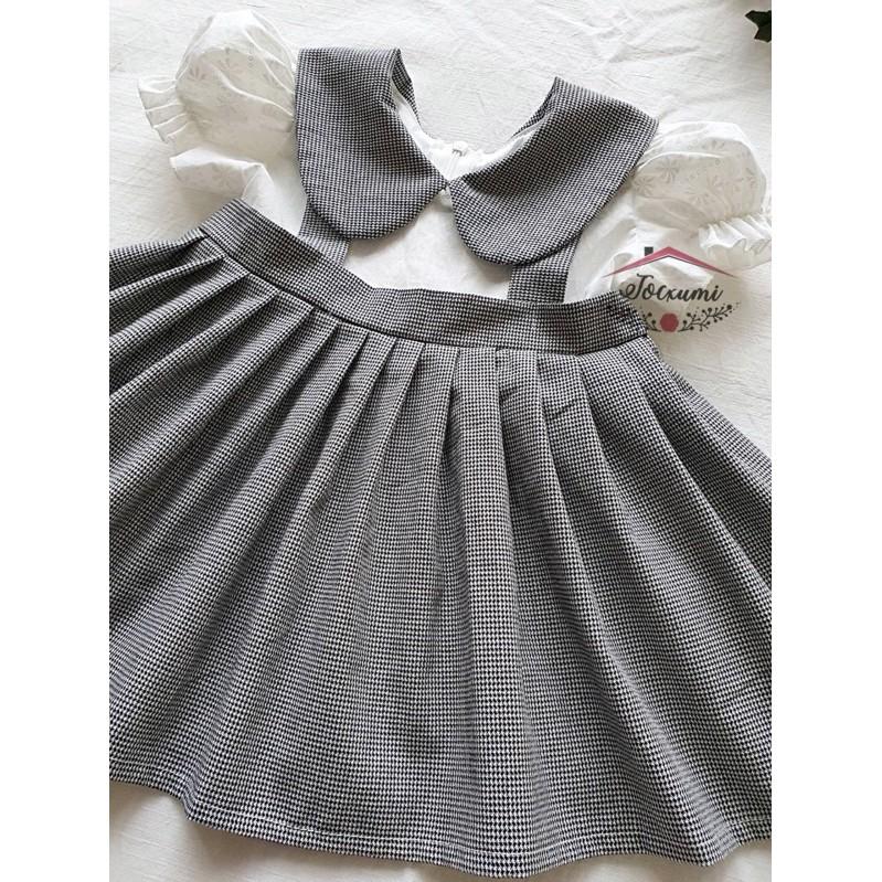 VÁY CARO ĐEN BÈO TRẮNG