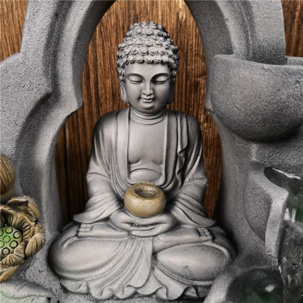 Zen Fountain Buddha Desktop Waterfall Ornament Yoga Figurine Statue Decor