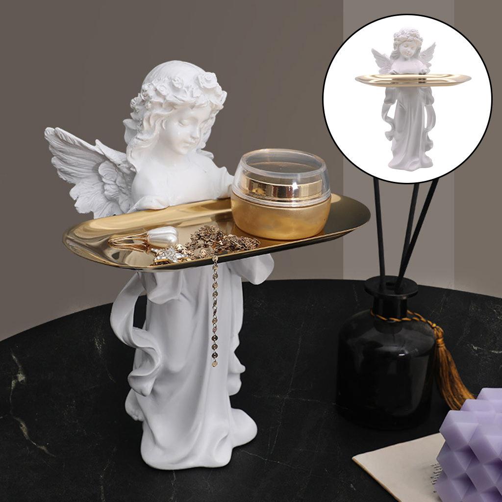 Angel Statue Vanity Tray Jewelry Organizer Dresser Perfume Storage Decor