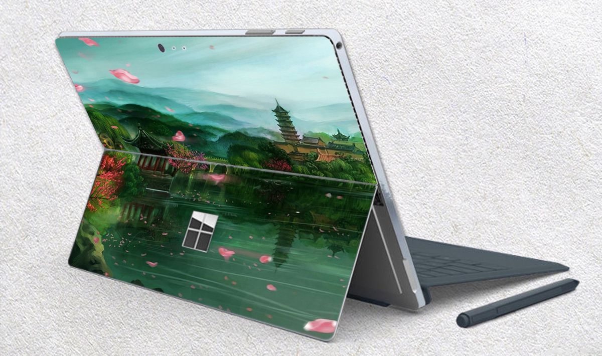 Skin dán hình Tranh thủy mặc x02 cho Surface Go, Pro 2, Pro 3, Pro 4, Pro 5, Pro 6, Pro 7, Pro X