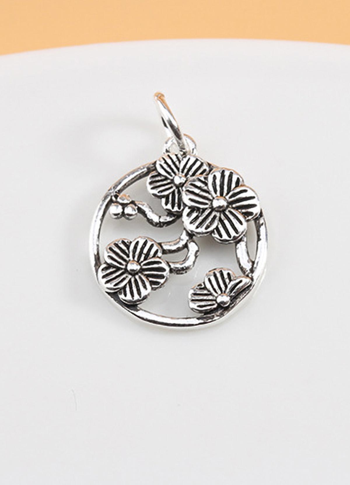 Combo 2 cái charm bạc tròn hoa 5 cánh treo - Ngọc Quý Gemstones
