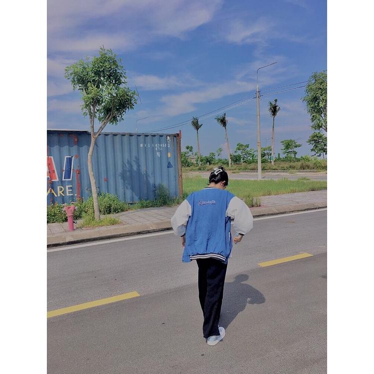 Áo Khoác Bomber Nhung Gân Tăm Thêu SYMBOLIC Form Rộng Unisex Nam Nữ Ulzzang Hot Trend