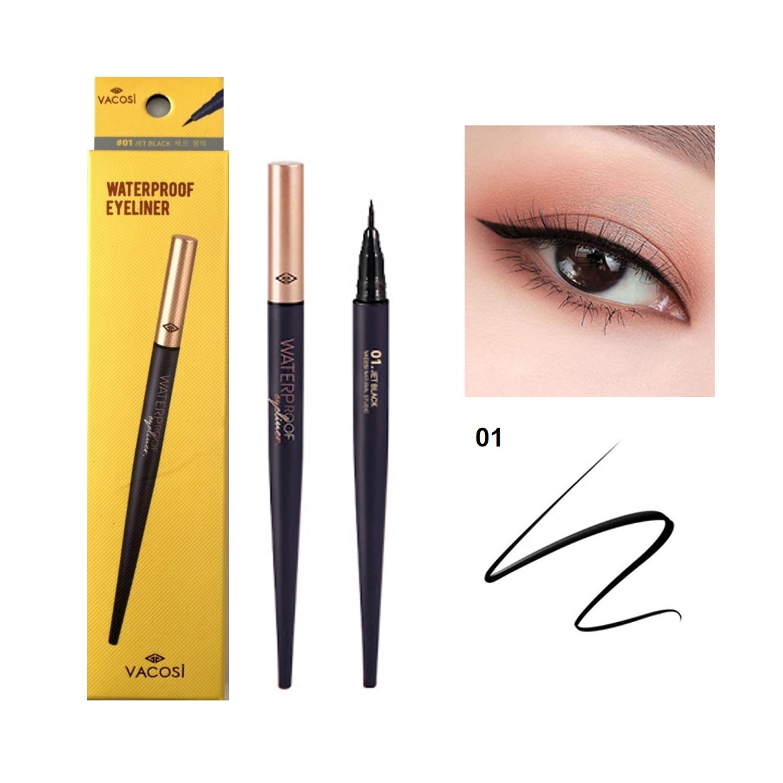 Bút Kẻ Mắt Nước Siêu Lì Sắc Mảnh Vacosi Pro Waterproof Eyeliner Pen 5ml