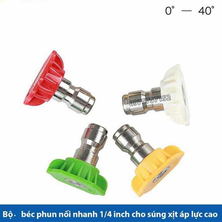 BỘ 4 ĐẦU GẮN SÚNG XỊT RỬA XE ÁP LỰC CAO ÁP  ¼  INCH