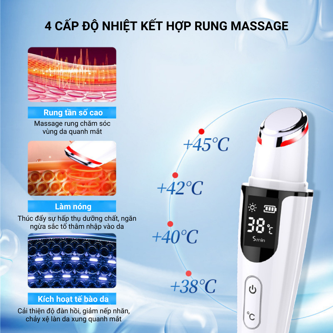Máy Massage Mắt Mini Cầm Tay Rung Nóng ION D830, Mát Xa Giảm Quầng Thâm Bọng Nhức Mỏi Mờ Nếp Nhăn Chống Lão Hóa