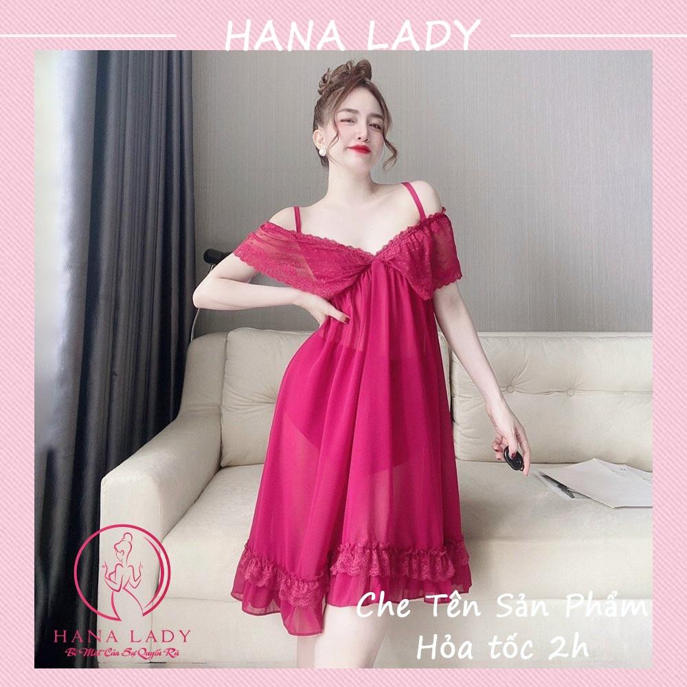 Váy ngủ nữ quyến rũ - Đầm ngủ sexy voan lụa cao cấp trễ vai gợi cảm VN482