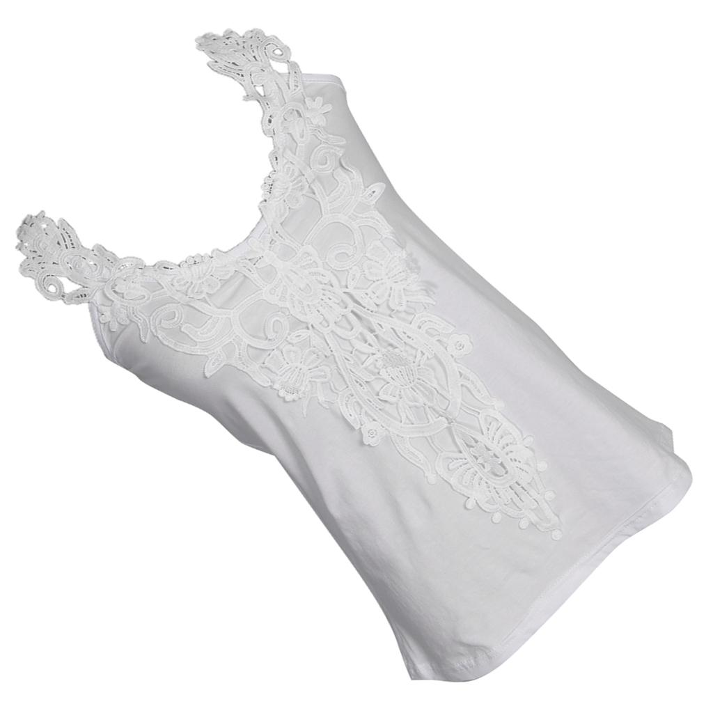 Girls Ladies Women Cotton Tank Tops Sleeveless Lace Vest Blouse Crop Top