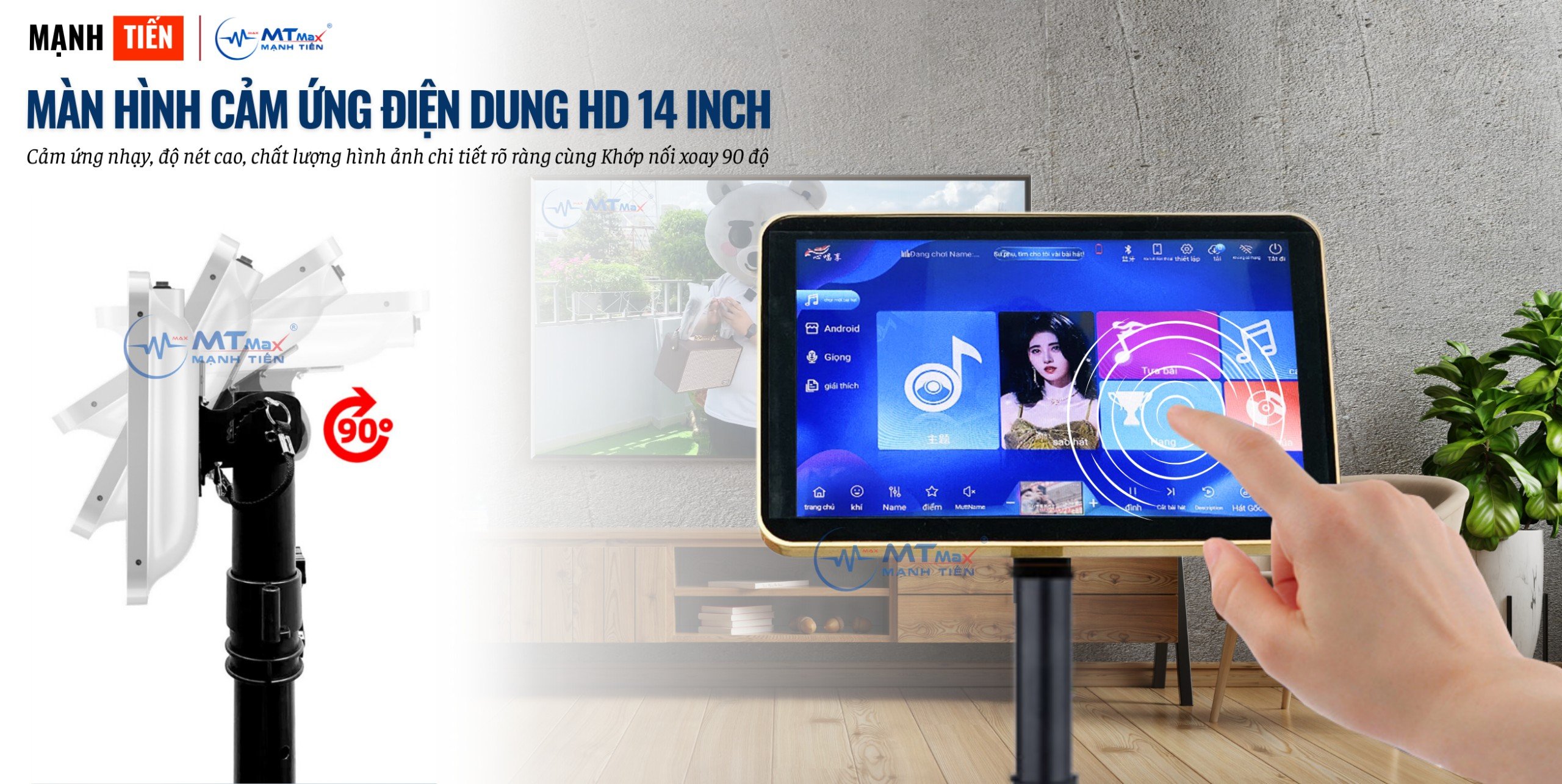 Màn Hình Cảm Ứng KTV01 HD 14 Inch - Màn Hình Karaoke Chọn Bài Tiện Lợi Kèm Chân Cao Cấp Sắc Nét Giá Rẻ Dễ Dàng Sử Dụng hàng chính hãng