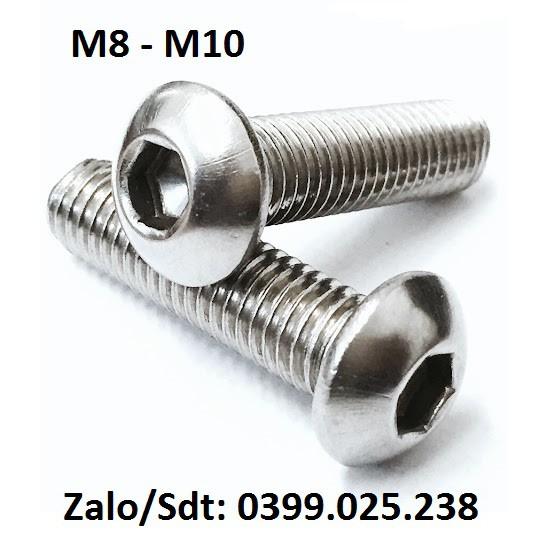 (Combo 10 con) Bu lông M8 M10 lục giác đầu dù/mo/cầu/mũ/nấm INOX