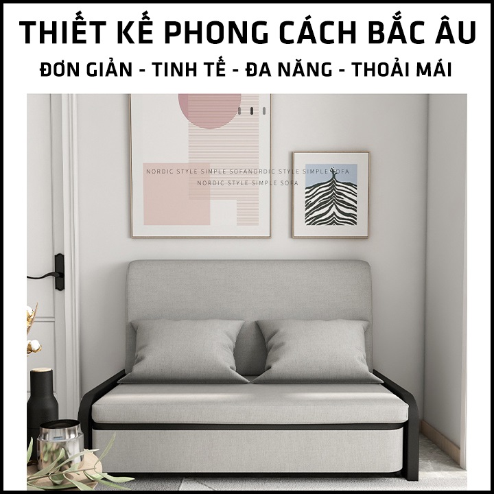 [SIÊU SALE] Giường ngủ sofa gấp gọn thành ghế sofa. Sofa giường đa năng có ngăn chứa đồ. Giường sofa thông minh. Tặng kèm 2 gối