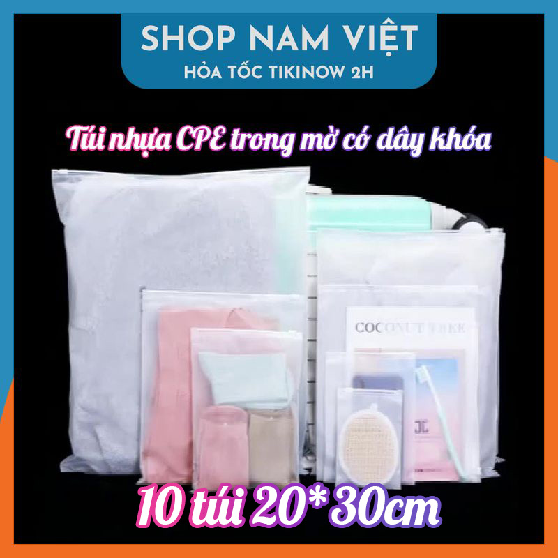 Túi Zip Lụa Nhựa Cpe Trong Mờ Có Khóa Kéo Đa Năng - 10 Túi 2030Cm