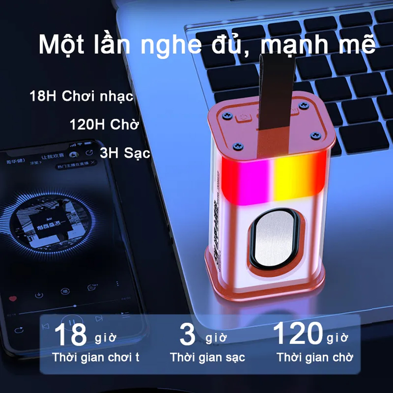 Loa mini bluetooth 5.0 không dây trong suốt Vinetteam A36 loa nghe nhạc có dây cầm tay thiết kế có đèn led nháy theo nhạc âm thanh sắc nét bass rung cực đẹp dùng để bàn trang trí - hàng chính hãng