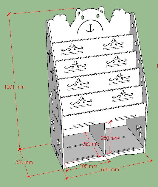 Kệ giá sách hình gấu kèm 2 ngăn chứa đồ