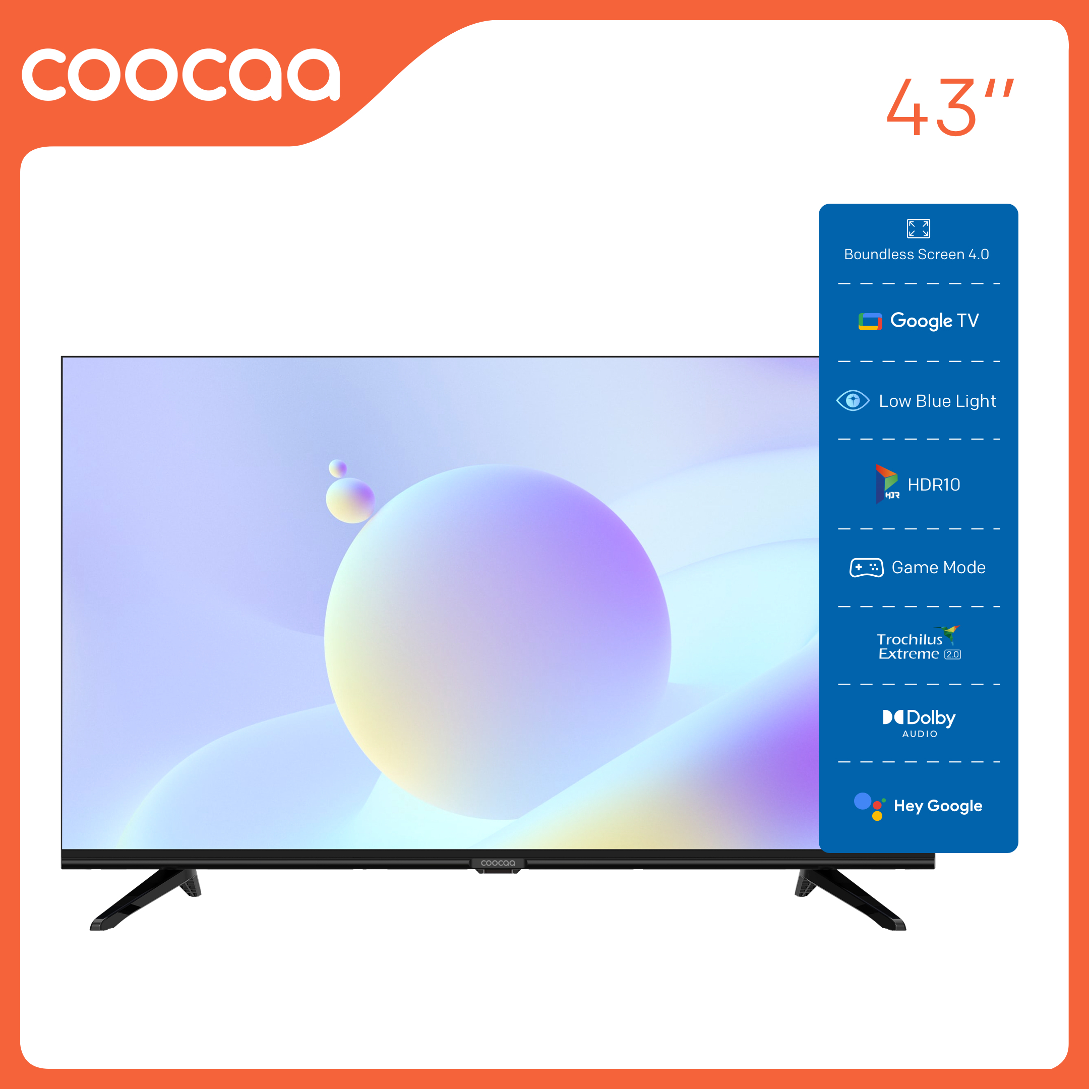 Google Tivi Coocaa HD 43 Inch - 43Z72 Youtube Netfilx Smart TV 2022 new tv - Hàng Chính Hãng