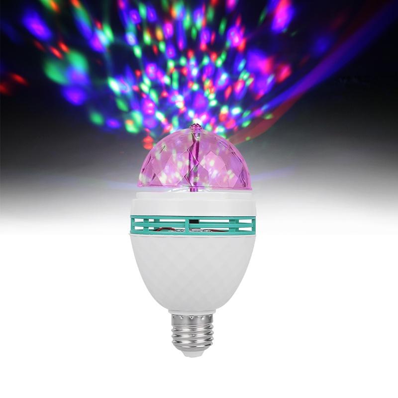 Bóng đèn LED Bóng đèn Disco di động E27 Đèn xoay 3W 360 Bóng LED Bóng đèn LED Magic Ball USB Đèn disco