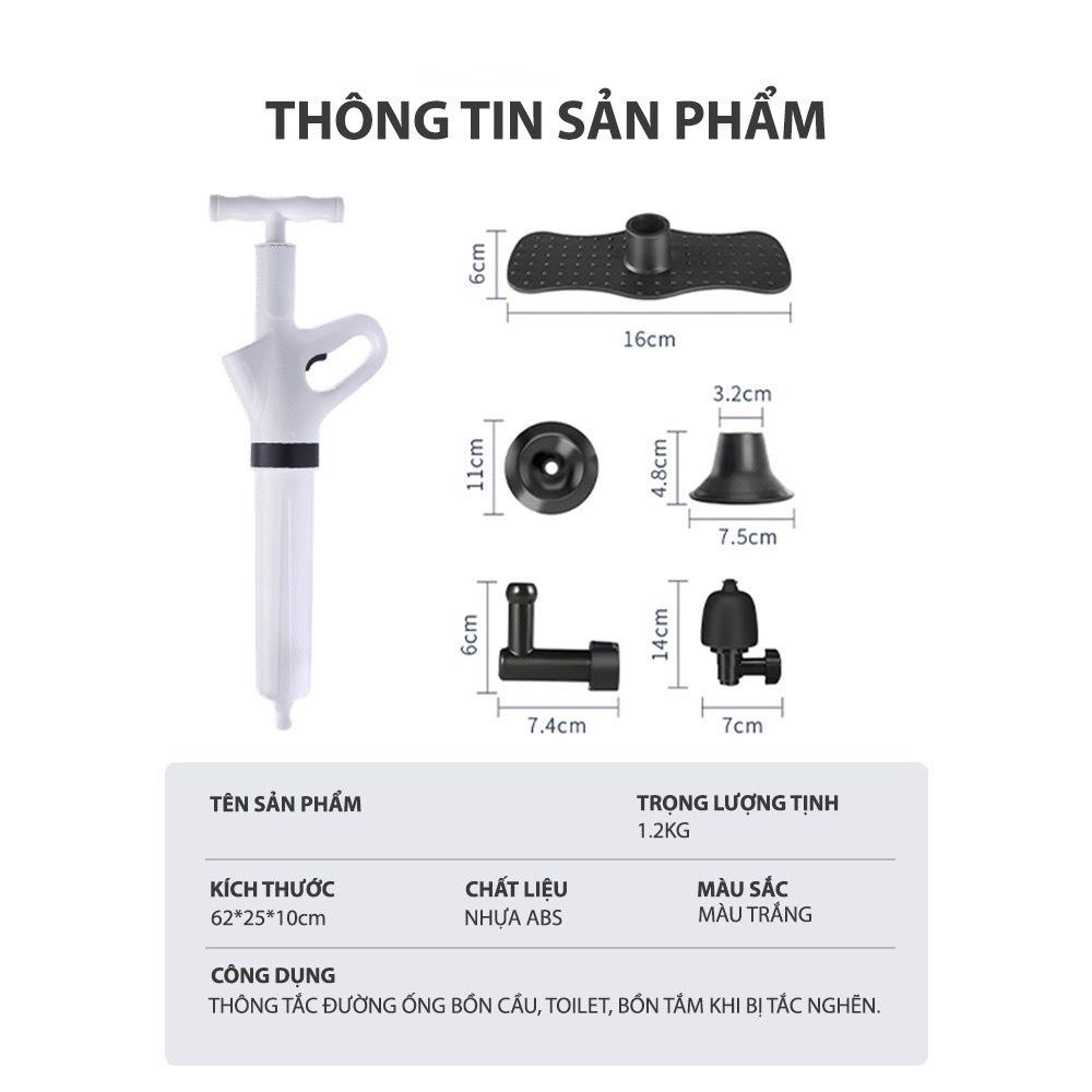 Súng thông tắc bồn cầu nhà vệ sinh, bồn rửa chén, thông tắc cầu cống bằng khí nén hiệu quả (MẪU MỚI 2022)