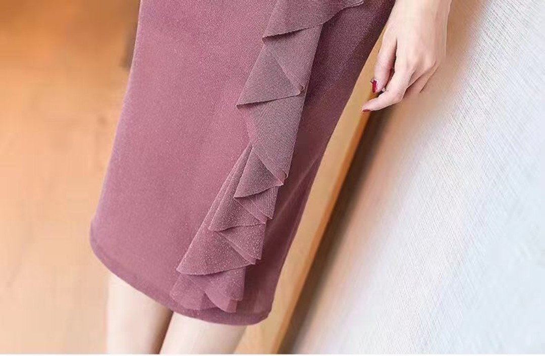Đầm Ôm Body Phối Bèo Kèm Phụ Kiện Cao Cấp, Sang Trọng, Phù Hợp Mọi Hoàn Cảnh