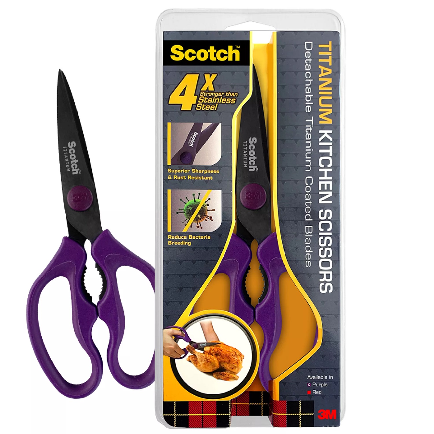 Kéo nhà bếp phủ Titan đa năng, cao cấp Scotch 3M KTT - lưỡi kéo sắc bén, không gỉ sét, có thể tháo rời, kháng khuẩn, dễ dàng vệ sinh