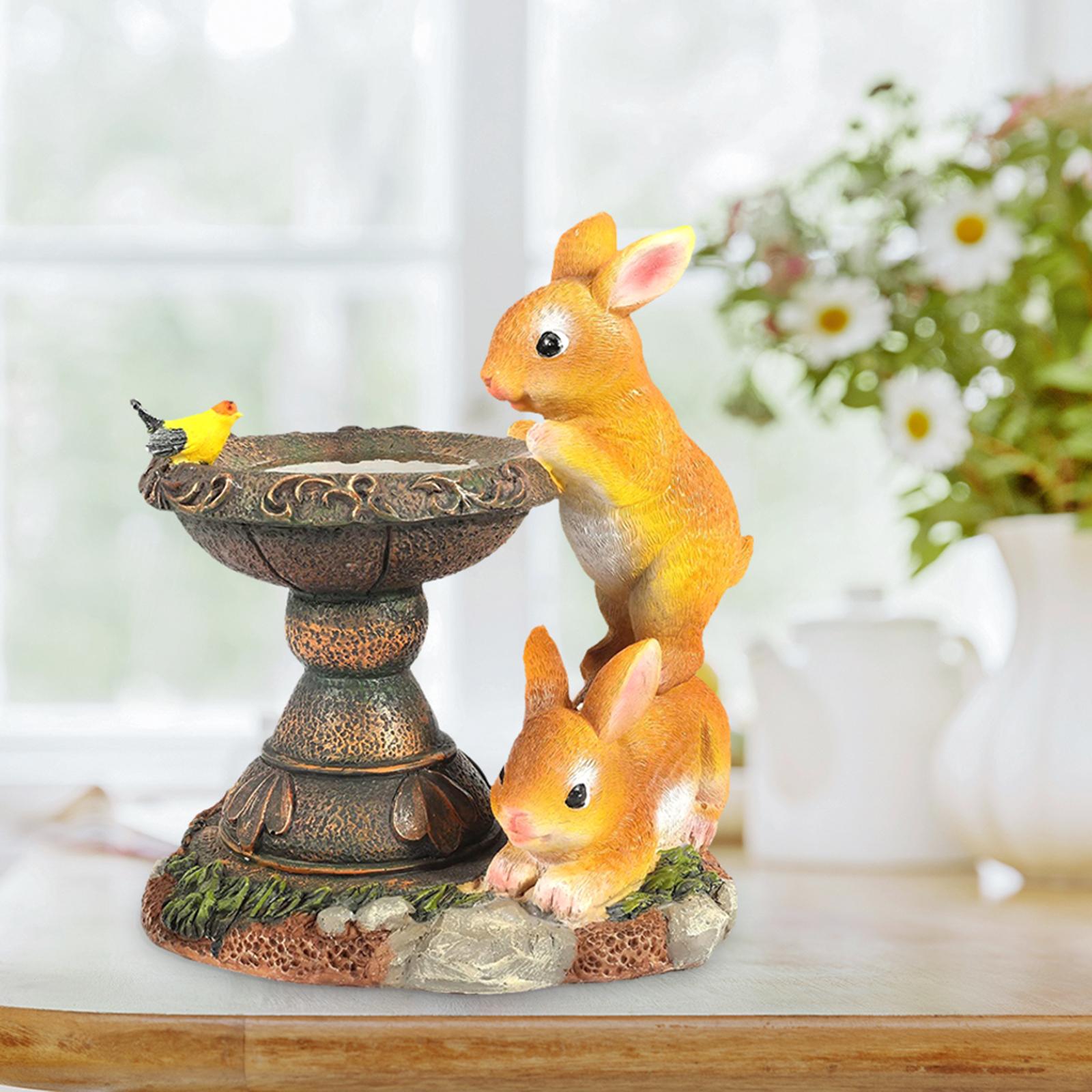 Garden Ornament Figurine, Outdoor Solar Rabbit Sculpture Statue, Garden Bunny Statue Sculpture for Home, Garden, Patio, Yard Art Decor