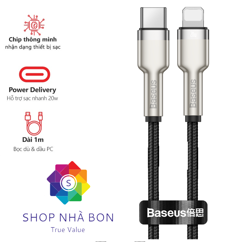 Cáp sạc nhanh PD20W truyền dữ liệu Baseus Metal Data Type-C sang iPhone - Hàng chính hãng