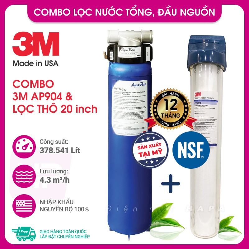 Máy Lọc Nước Đầu Nguồn 3M AP904 PREMIUM Lọc Tổng Sinh Hoạt Căn Hộ Chung Cư Nhà Phố - Chính Hãng 3M