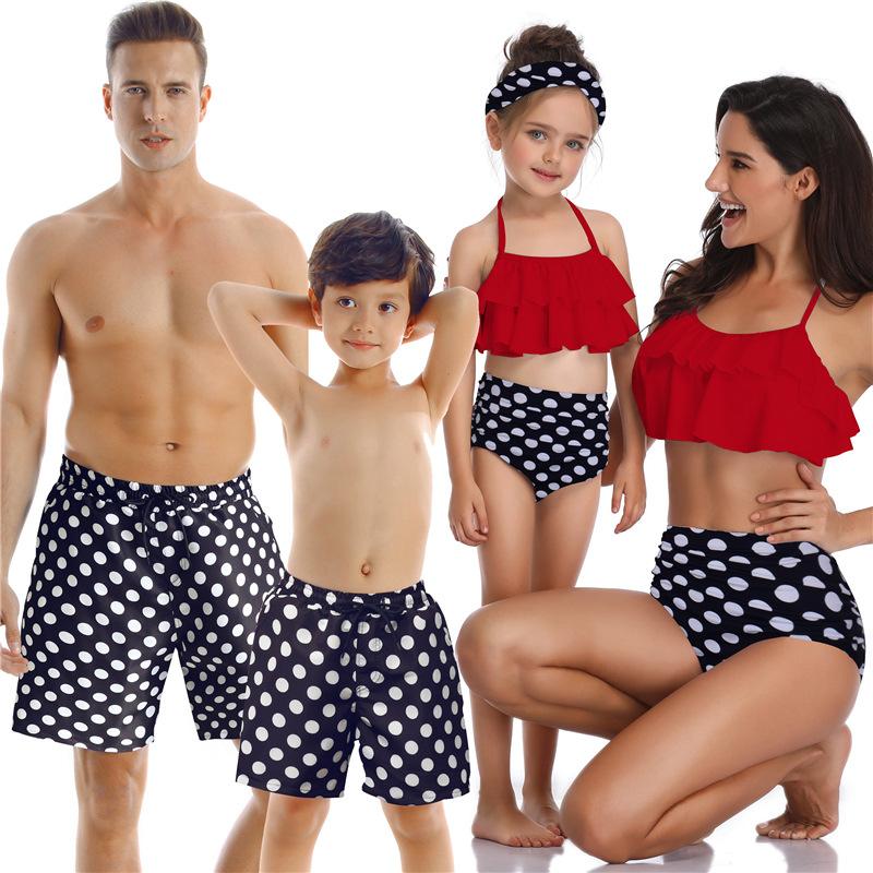 Phù Hợp Với Họ Đồ Bơi Bikini Cho Cha Mẹ Con Trai Con Gái Trẻ Em Biển Cho Trẻ Đồ Bơi Short Nữ Bộ Đồ Tắm Đầm Body