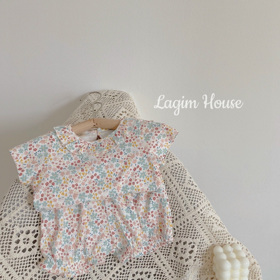 Bộ cộc thun hè cho bé gái, set bộ cotton mặc nhà họa tiết hoa nhí cho bé gái từ 7kg đến 18kg - Lagim House