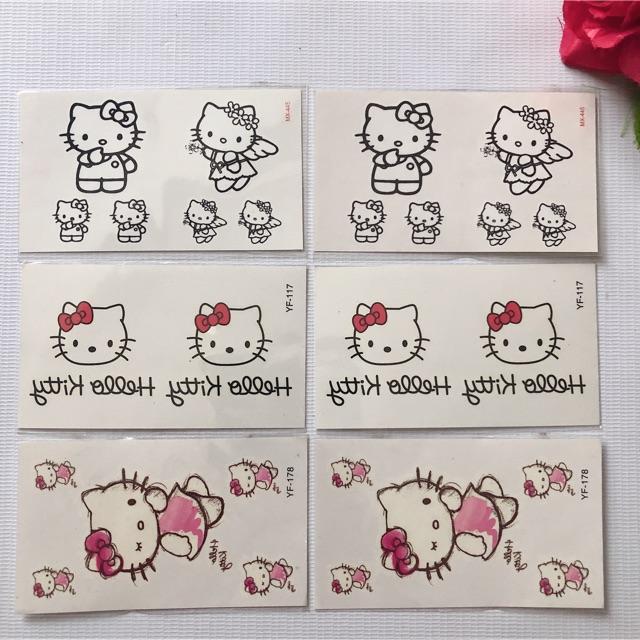 Combo 6 tấm hình xăm dán mèo kitti 10x6cm