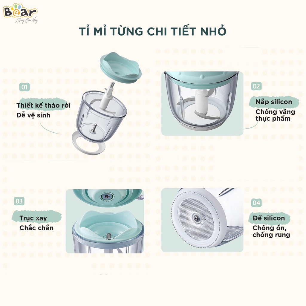 Máy Xay Bear 0,6L Hình Nơ Tích Hợp 2 Chức Năng Xay Cho Bé Ăn Dặm Model GR-B06V1 - Hàng chính hãng