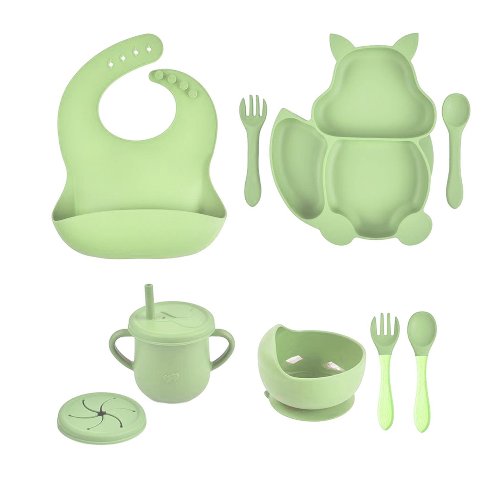 Silicone Suction Bowl Waterproof with Fork Spoon Set Eating Apron