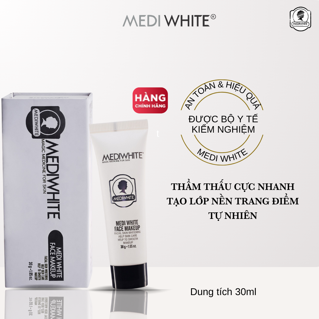 Kem Che Khuyết Điểm Medi White Face Makeup Kích Trắng Da Dưỡng Ẩm Bearberry Vitamin C - E