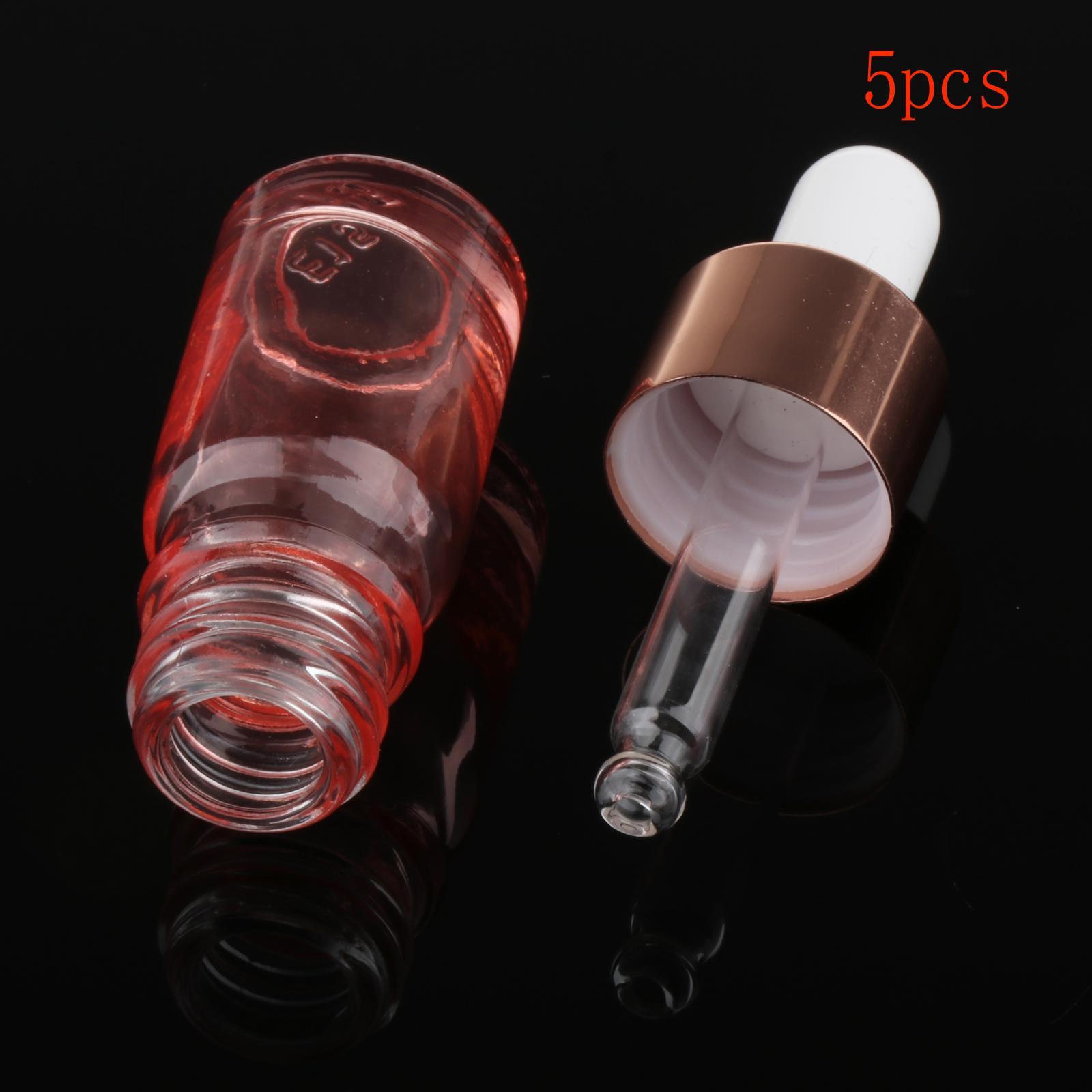 5 Pcs Rose Gold Small Glass Eye Dropper Bottle for Essential Oil Liquids Perfumes