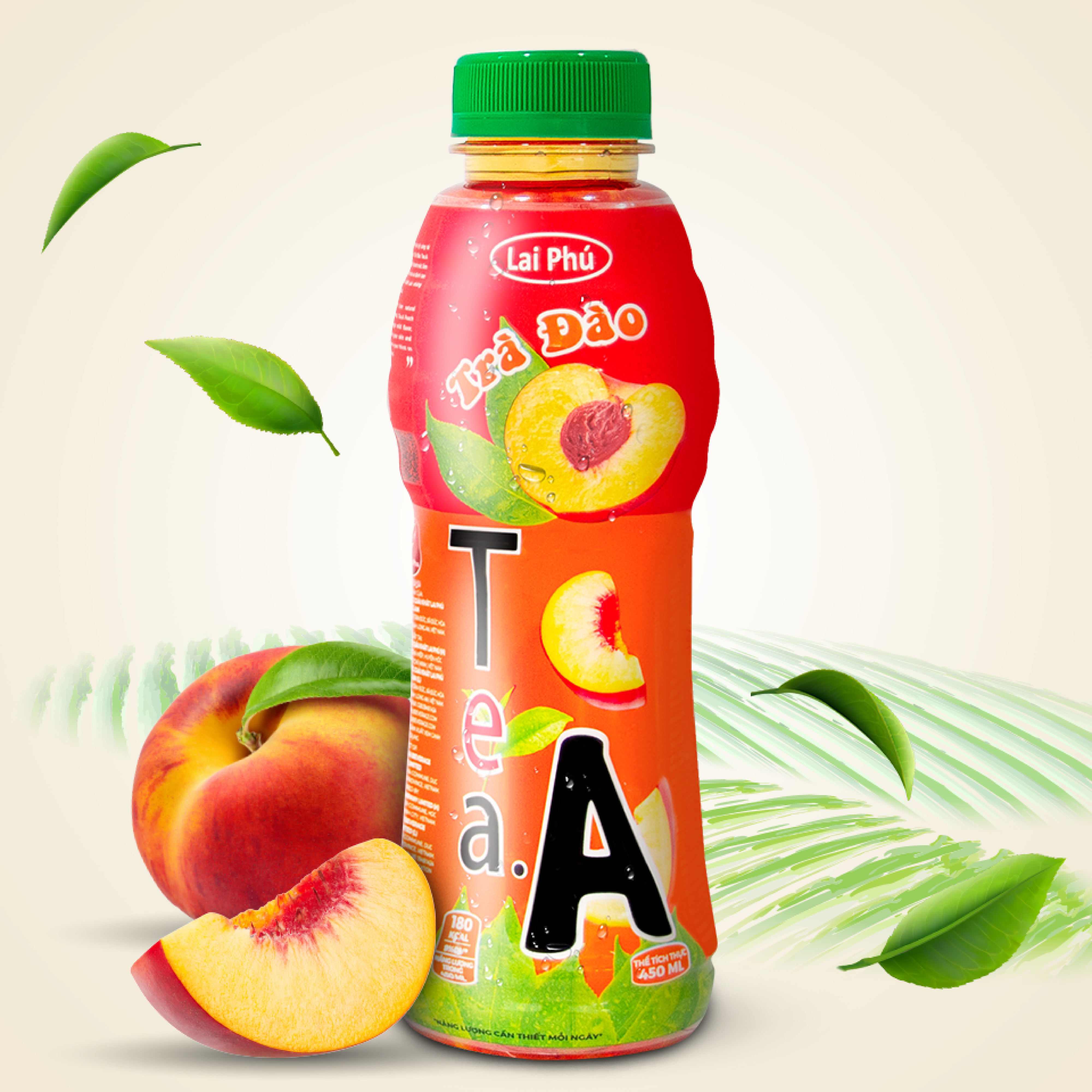 Hình ảnh Trà Đào Tea A Chai 450ml - Lốc 6 Chai