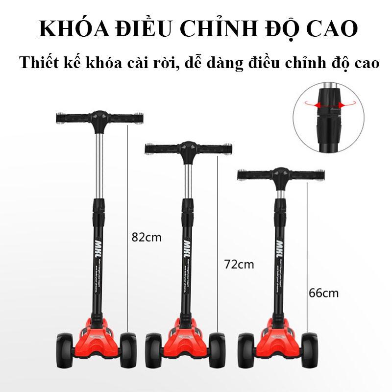 Xe scooter cho bé MKL, xe trượt scooter trẻ em 3 bánh phát sáng có thể gấp gọn cao cấp xuất Mỹ