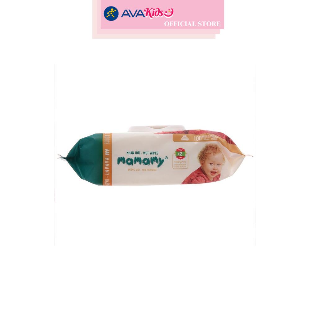 Combo 2 khăn ướt Mamamy chống hăm và rôm sảy không mùi gói 100 miếng