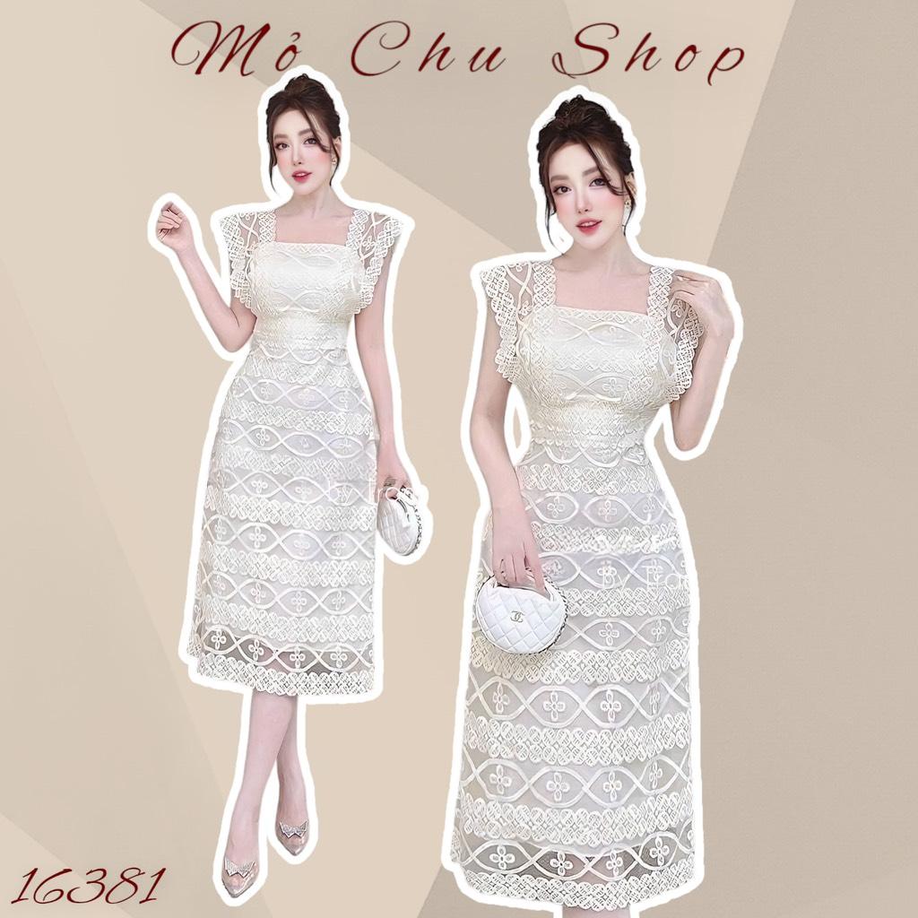 Đầm midi ren tay cánh tiên dáng dài