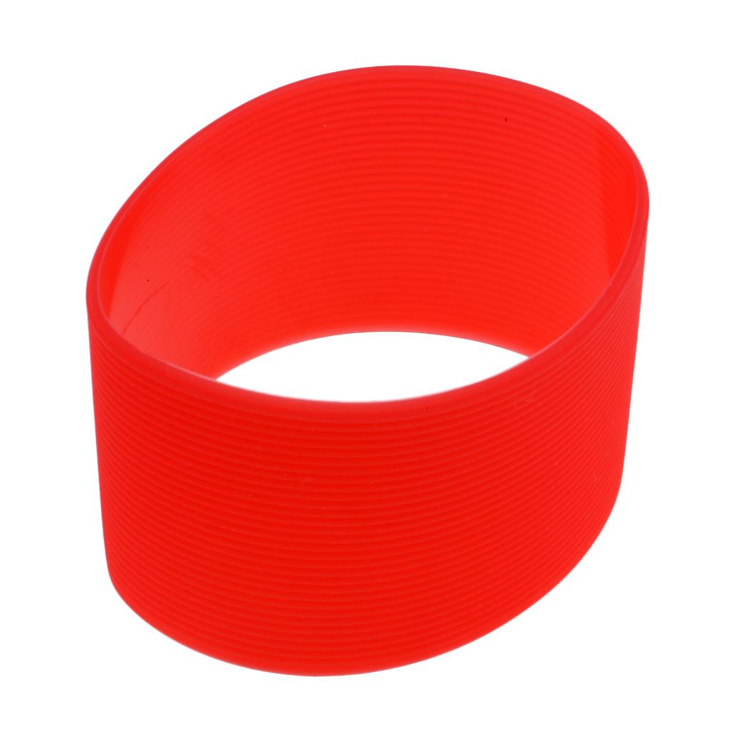 2xOutdoor Silicone Round Non-slip Water Bottle Mug Cup Sleeve Cover red
