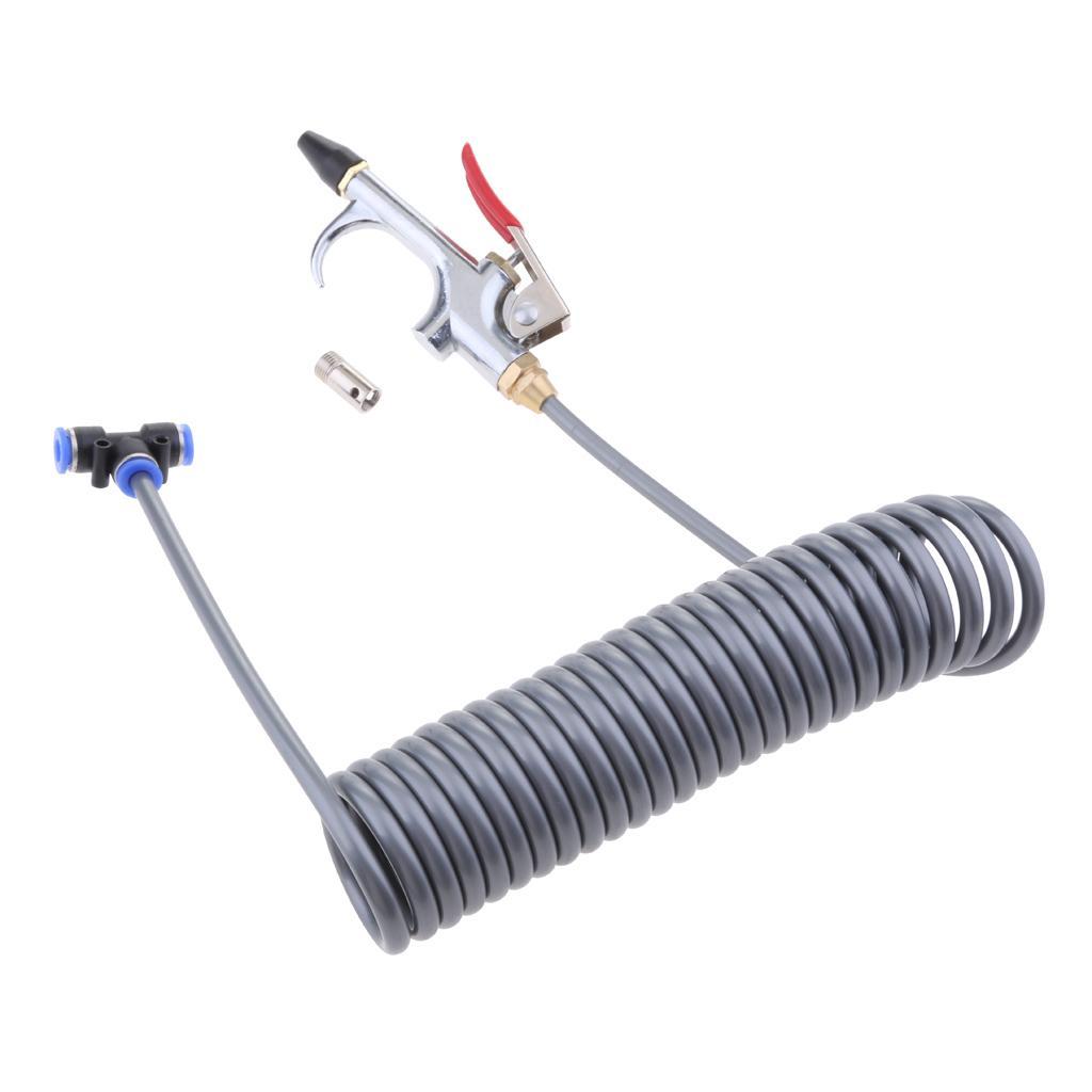 1/4'' Air Blower Blow Spray Gun + 3.5m Recoil Hose Dust Blower Clean Nozzle