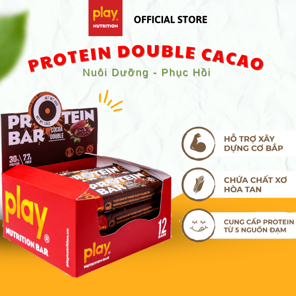 Hộp 12 Thanh Protein Play Vị Cacao