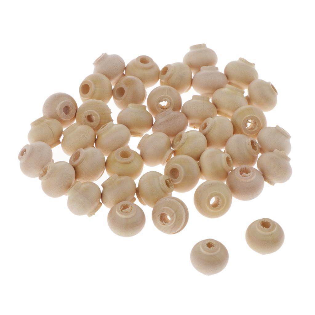 40Pcs Lantern Shape Wooden Beads for Jewelry Making, Macrame Supplies Beads, Wood Loose Beads for Bracelets & Necklace Projects