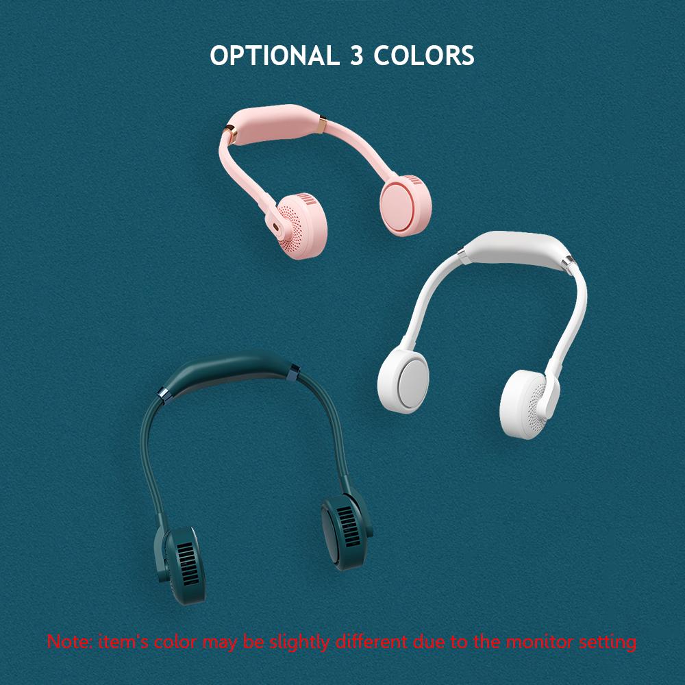 Quạt cổ rảnh tay làm mát 360 độ và lỗ thoát khí có thể xoay 180 độ với chất liệu silicone và ABS thân thiện với da