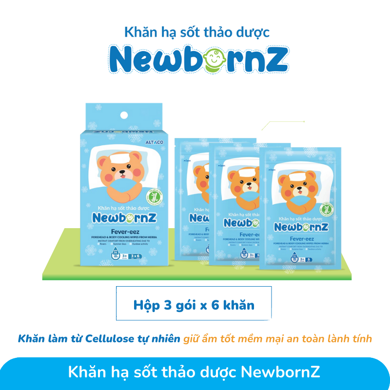 Khăn lau thảo dược hạ sốt NewbornZ cho bé từ 3m