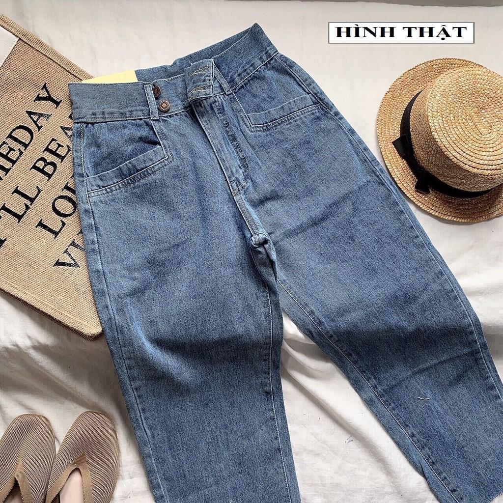 QUẦN JEANS BAGGY NỮ LƯNG CAO TRƠN FORM CHUẨN – QUẦN BÒ NGỐ BASIC